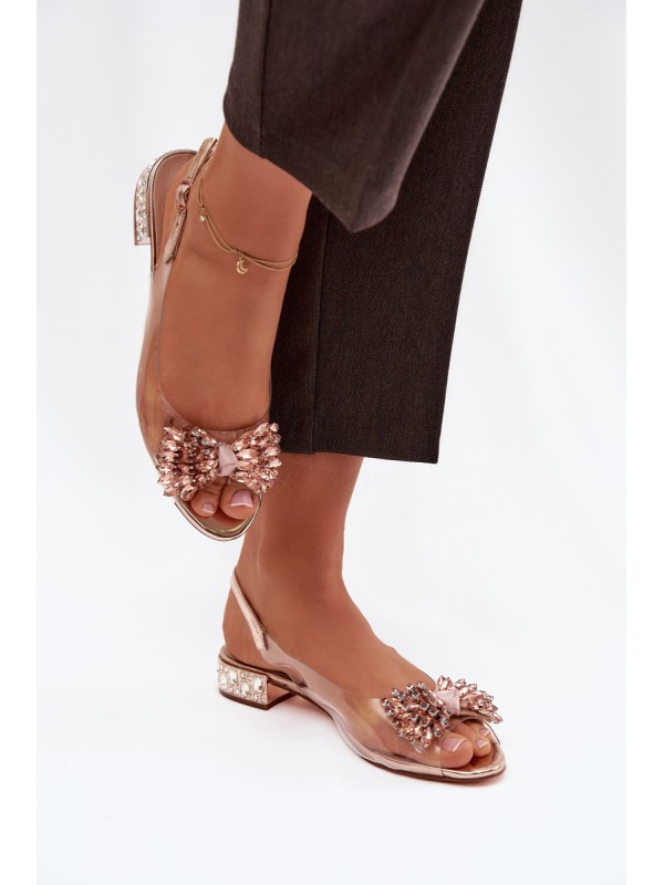 Transparent sandals with bow D&A MR52-231 Rose Gold