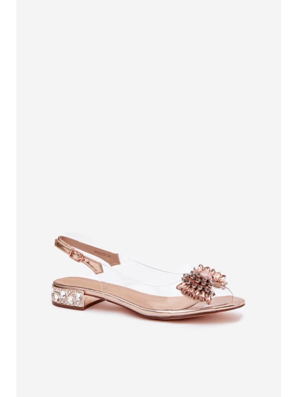 Transparent sandals with bow D&A MR52-231 Rose Gold