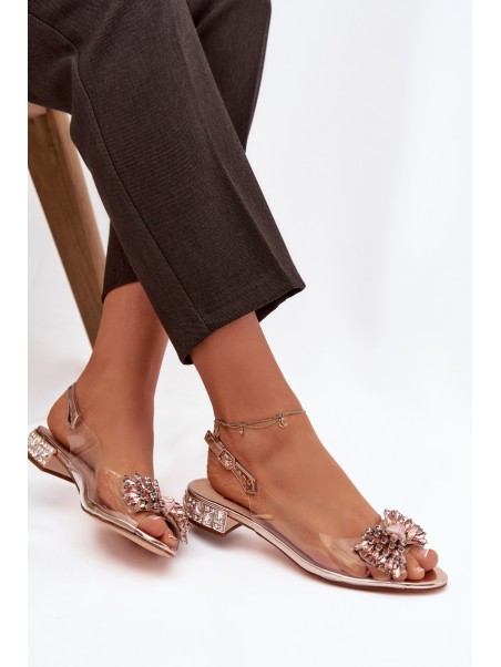 Transparent sandals with bow D&A MR52-231 Rose Gold