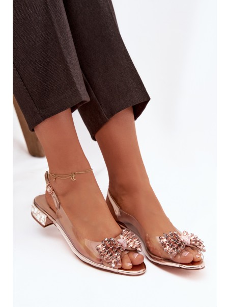 Transparent sandals with bow D&A MR52-231 Rose Gold