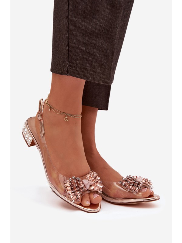 Transparent sandals with bow D&A MR52-231 Rose Gold