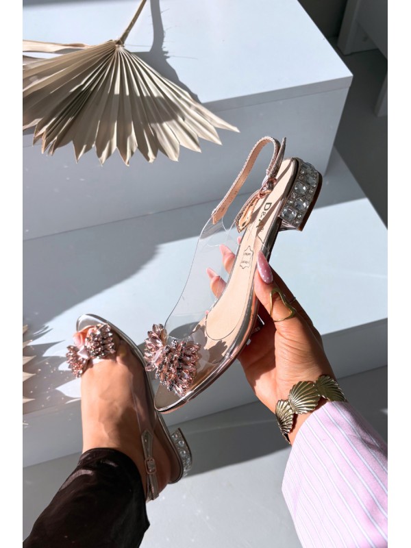 Transparent sandals with bow D&A MR52-231 Rose Gold