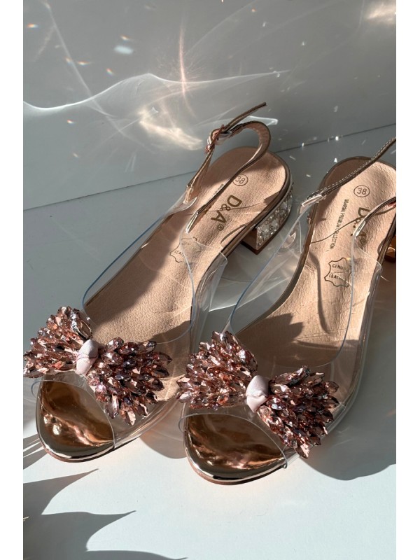 Transparent sandals with bow D&A MR52-231 Rose Gold