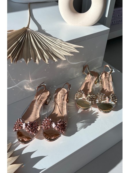 Transparent sandals with bow D&A MR52-231 Rose Gold