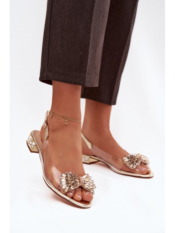 Transparent sandals with bow D&A MR52-231 gold 2