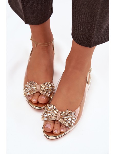 Transparent sandals with bow D&A MR52-231 gold