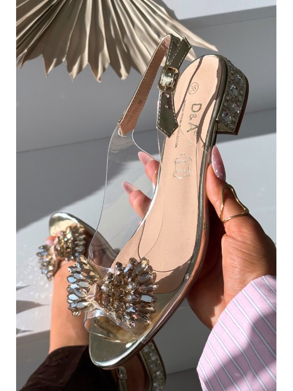 Transparent sandals with bow D&A MR52-231 gold