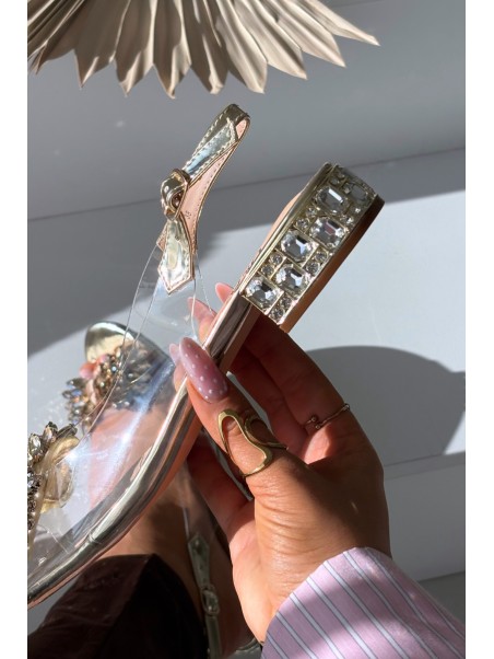 Transparent sandals with bow D&A MR52-231 gold