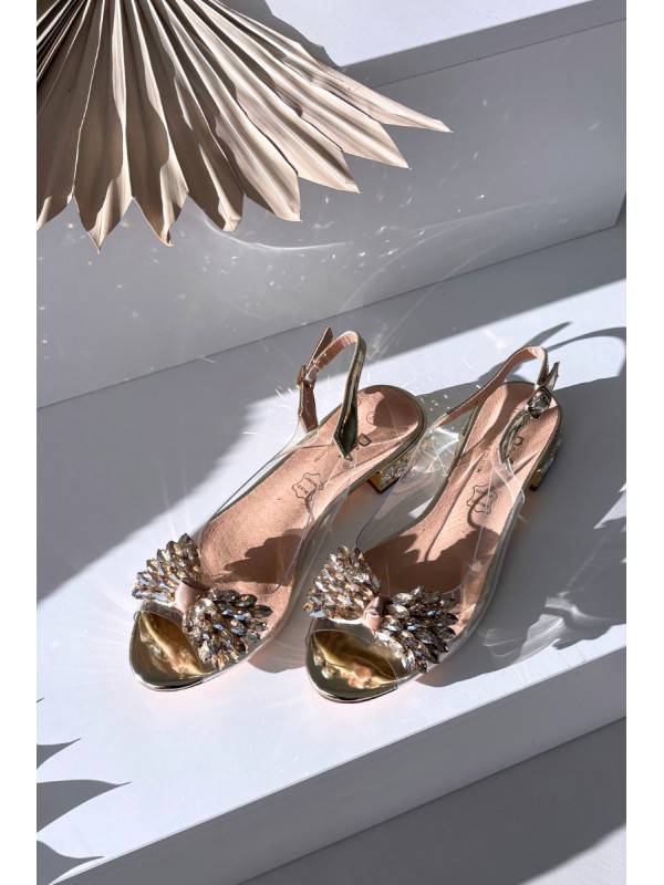 Transparent sandals with bow D&A MR52-231 gold
