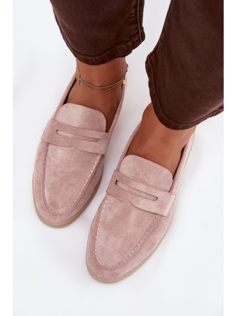 Women's loafers made of eco suede Dirty pink Renelia 2