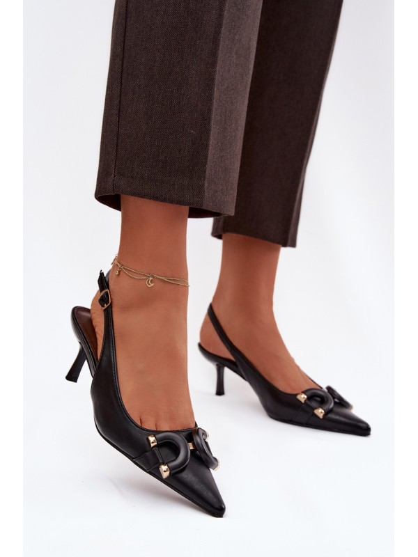 Women's High Heel Sandals with Decorative Detail Black Brienne