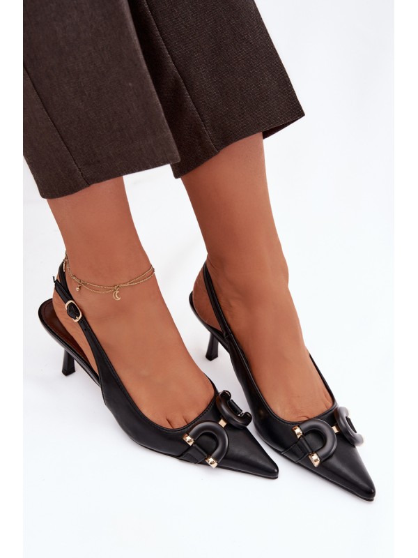 Women's High Heel Sandals with Decorative Detail Black Brienne