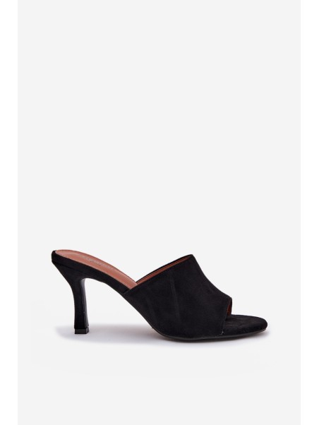 Women's Slippers on Heel with Eco Suede Black Isolia