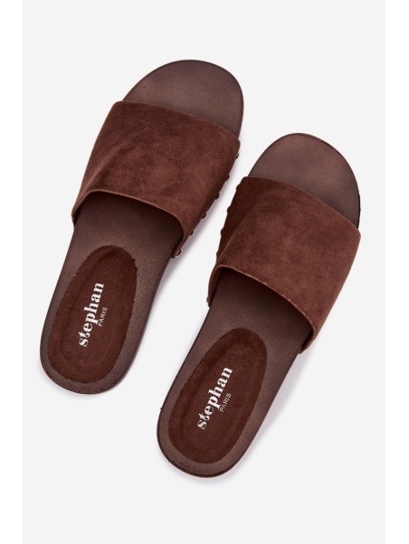Women's Slippers with Gold Buckles Chocolate Ferinna