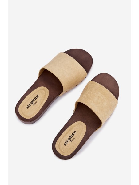 Women's Slides with Gold Buckles Yellow Ferinna