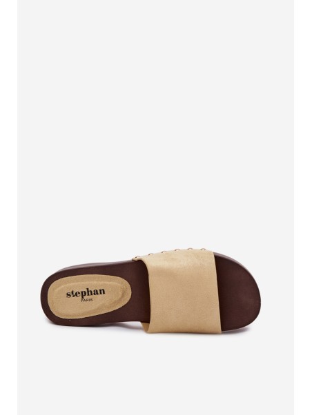 Women's Slides with Gold Buckles Yellow Ferinna