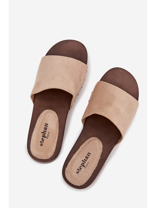Women's slippers with gold nails beige Ferinna