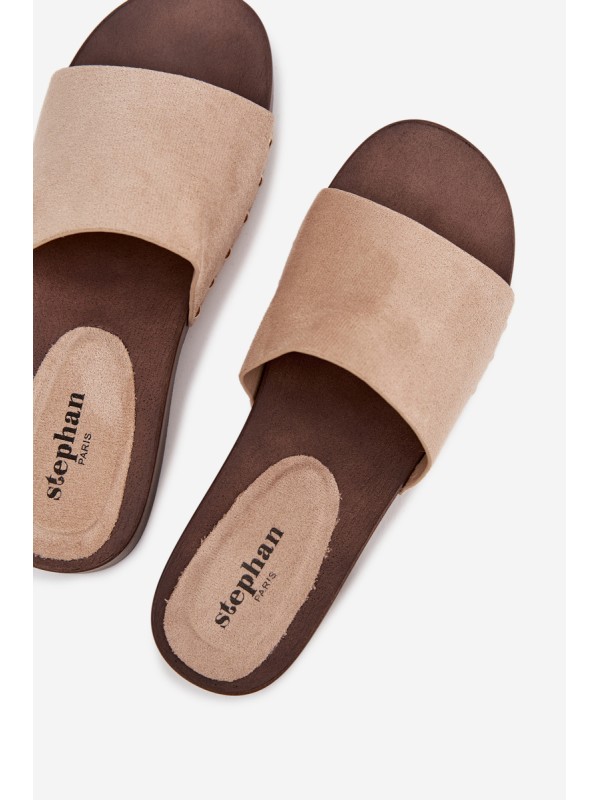 Women's slippers with gold nails beige Ferinna