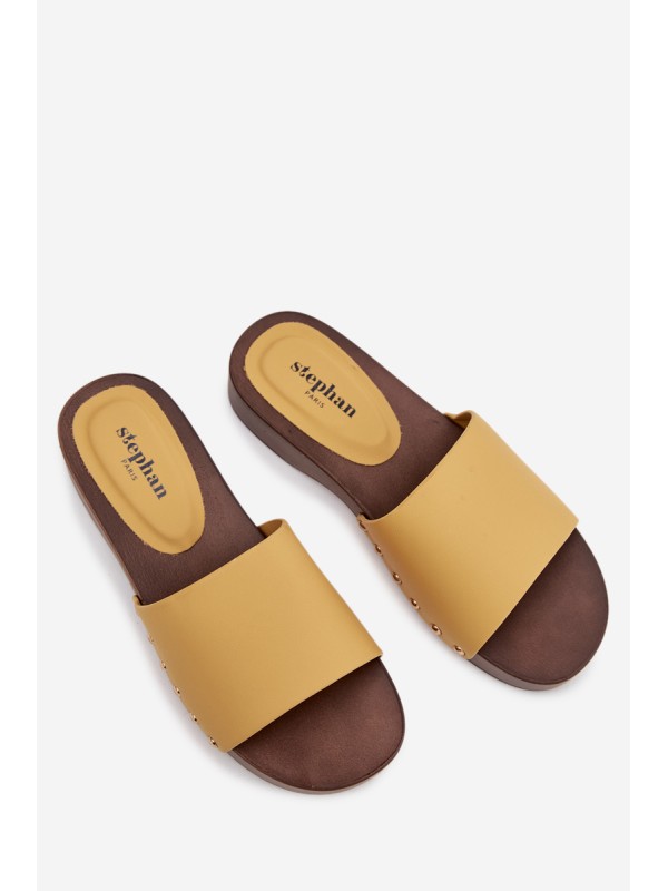 Women's slippers with rivets yellow Terissa