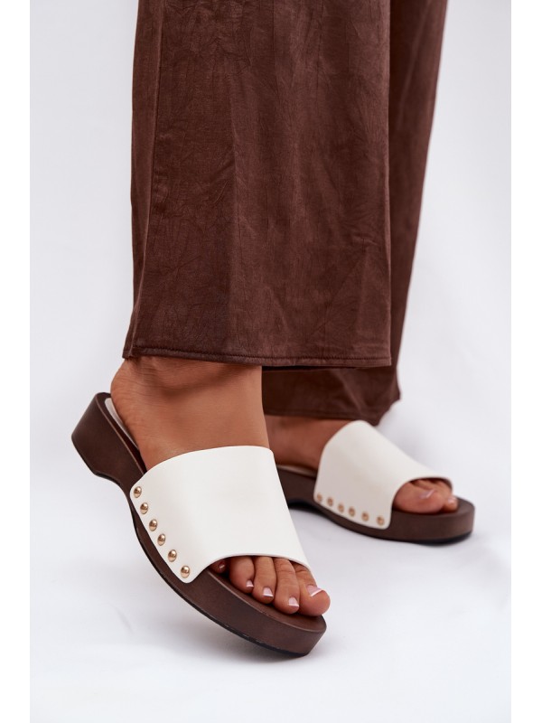 Women's slippers with buckles white Terissa