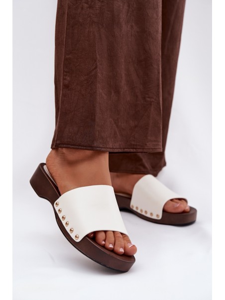 Women's slippers with buckles white Terissa