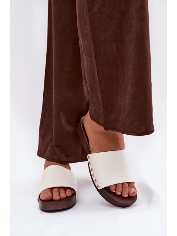 Women's slippers with buckles white Terissa 2