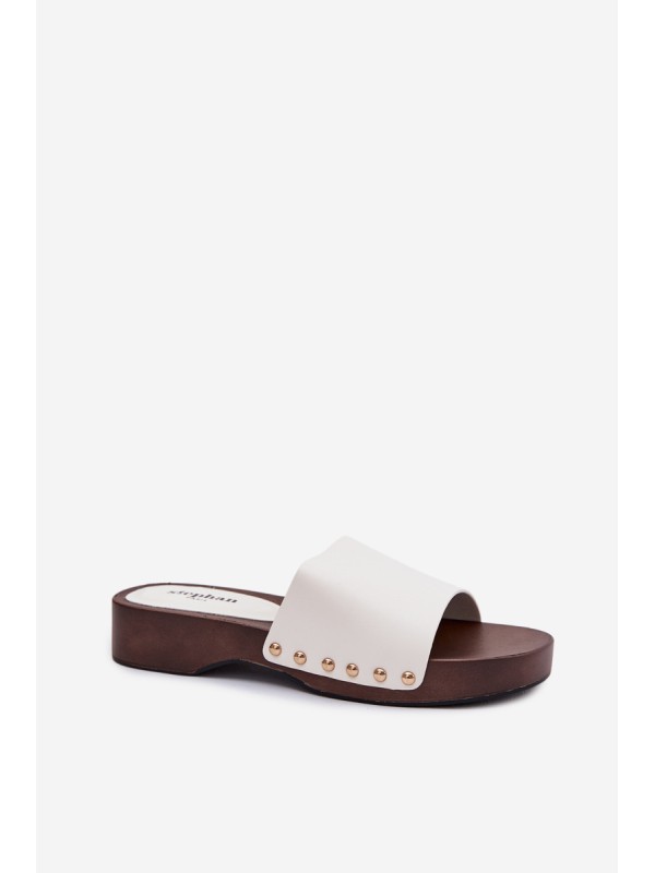 Women's slippers with buckles white Terissa