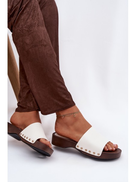 Women's slippers with buckles white Terissa