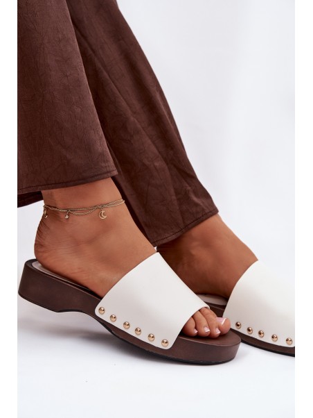 Women's slippers with buckles white Terissa