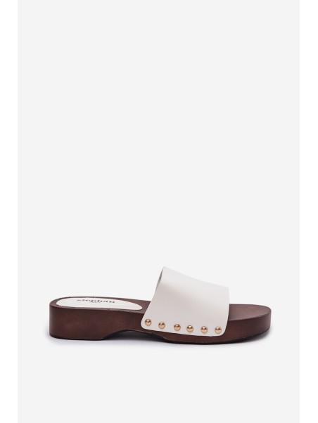 Women's slippers with buckles white Terissa