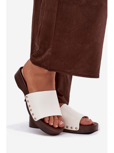 Women's slippers with buckles white Terissa