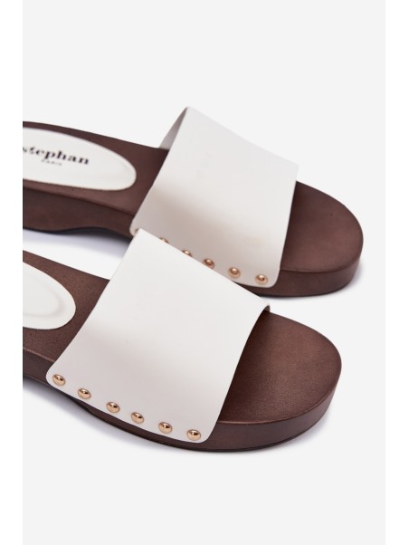 Women's slippers with buckles white Terissa
