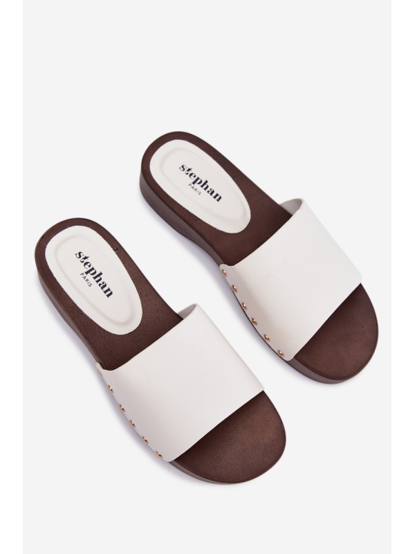 Women's slippers with buckles white Terissa