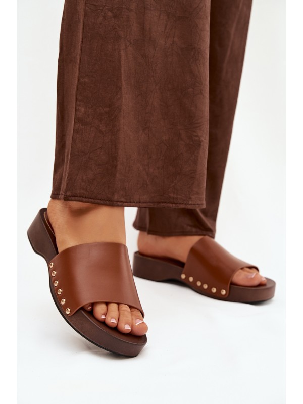 Women's Slides with Buckles Camel Terissa