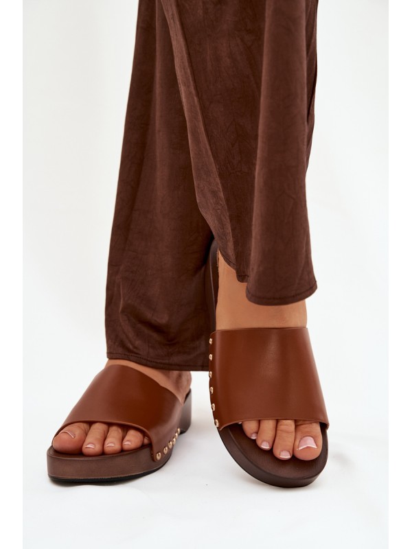 Women's Slides with Buckles Camel Terissa 2
