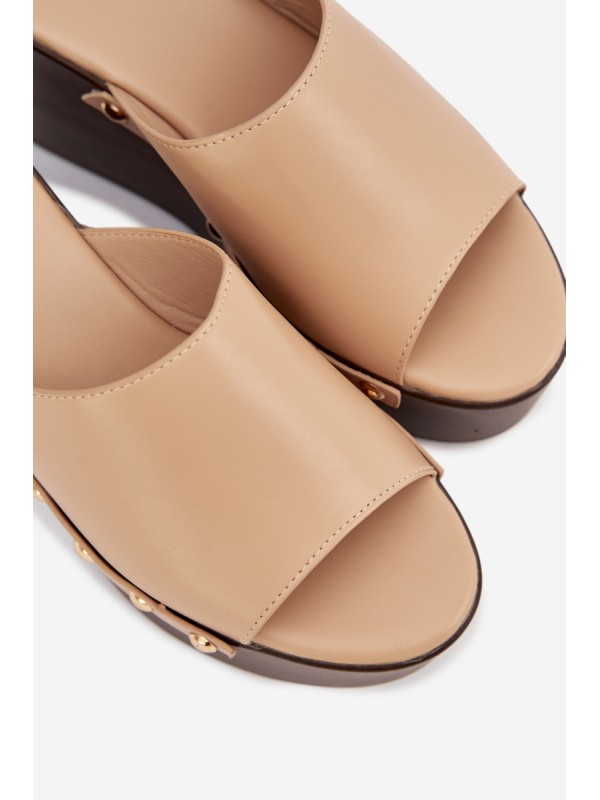Women's Slip-Ons on Wedge with Nails Beige Mareline