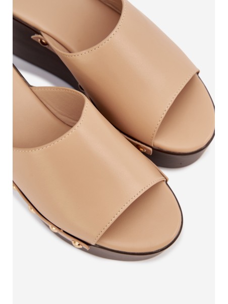 Women's Slip-Ons on Wedge with Nails Beige Mareline