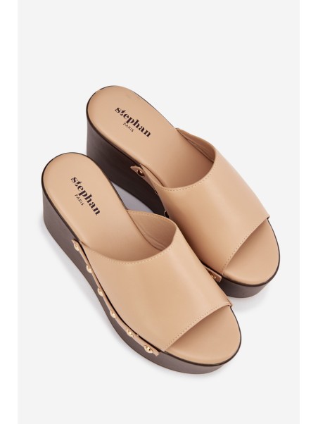 Women's Slip-Ons on Wedge with Nails Beige Mareline