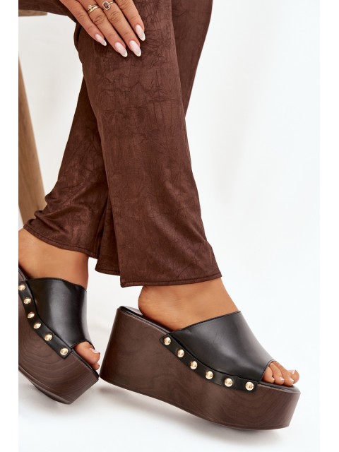 Women's Platform Sandals with Studs Black Mareline