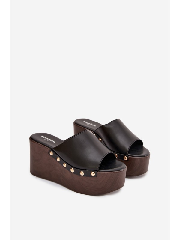 Women's Platform Sandals with Studs Black Mareline