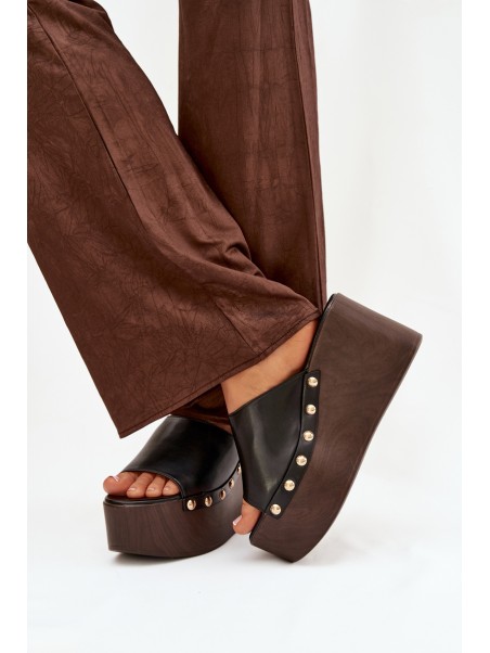 Women's Platform Sandals with Studs Black Mareline