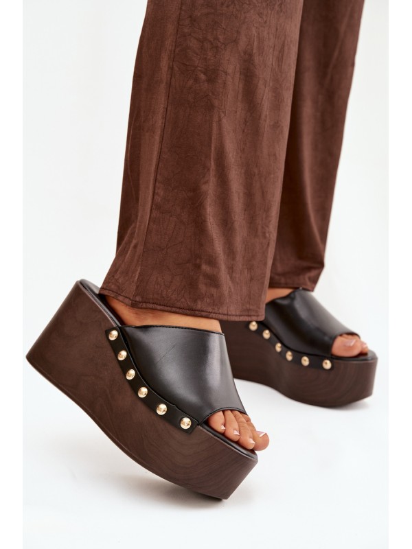 Women's Platform Sandals with Studs Black Mareline