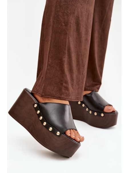 Women's Platform Sandals with Studs Black Mareline