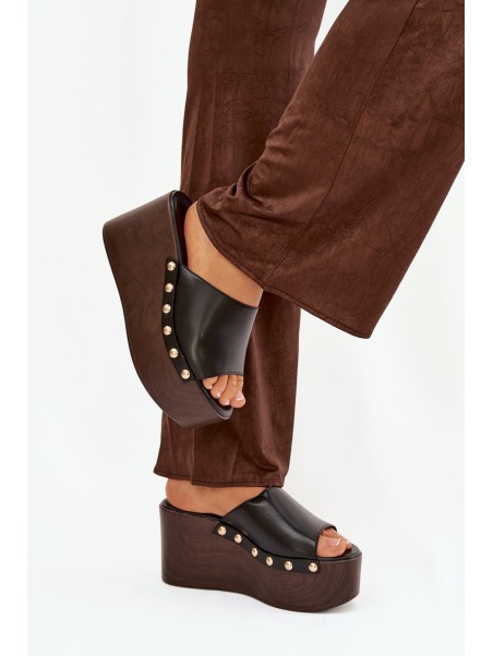 Women's Platform Sandals with Studs Black Mareline