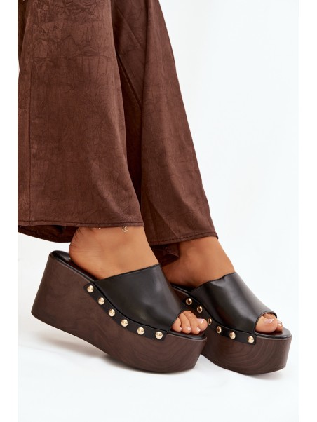 Women's Platform Sandals with Studs Black Mareline