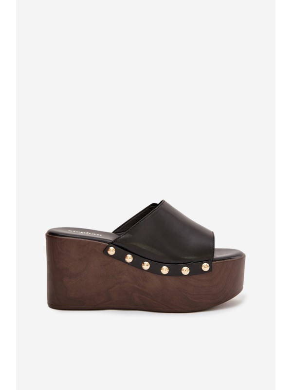 Women's Platform Sandals with Studs Black Mareline