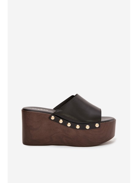 Women's Platform Sandals with Studs Black Mareline