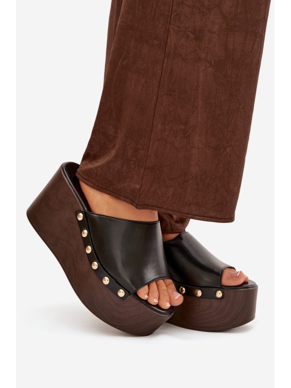 Women's Platform Sandals with Studs Black Mareline