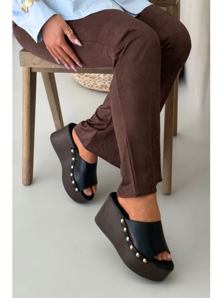 Women's Platform Sandals with Studs Black Mareline