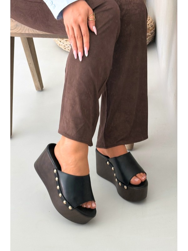 Women's Platform Sandals with Studs Black Mareline
